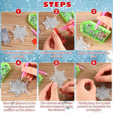4 Pcs 5D 9.7x3 inch Christmas Diamond Painting Kits DIY Point Drill Diamond Painting Wind Crystal Wind Chimes Double Snowflake Ornaments with Crystal Pendant for Home Garden Hanging Decor(White)