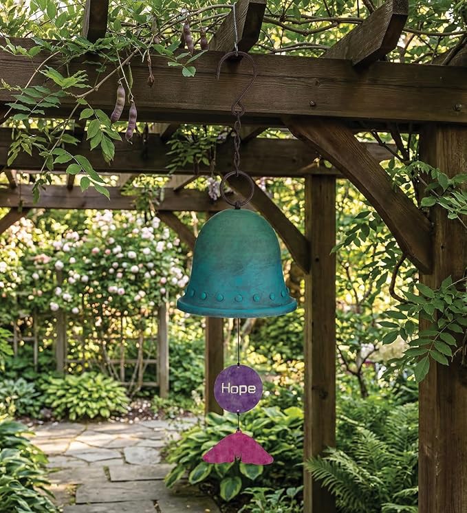 Regal Art & Gift Wind Bell for Outdoor and Garden Use | Decorative Hanging Bell with Soothing Chime Tones for Porch, Patio, Balcony, or Yard Décor | Steel Construction | Hope | 22 Inch