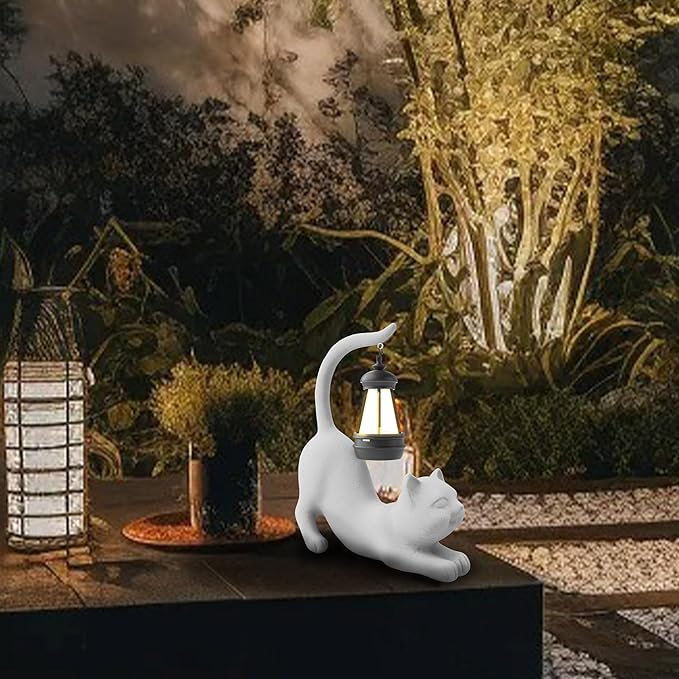 Elephant/Cat Sculpture Lantern Decor - Outdoor Lanterns&Indoor Statue Decorations for Garden,Yard,Porch,Home,Balcony - Gifts for Birthdays,Christmas,Children,Friends,Family,Mom,Women (W - Tail)