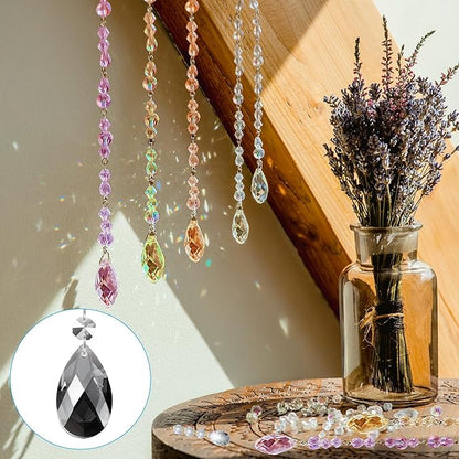 PATIKIL Teardrop Crystal Chandelier Pendants Beads, 10 Pack 125mm Length 38mm Chandelier Prisms Parts Ornaments Hanging Beads for DIY Arts Crafts Decoration, Electroplating Gray