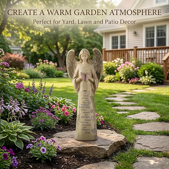 Topadorn Garden Statuary Outdoor Praying Angel Resin Figurines,Collectible Sculptures,10" H