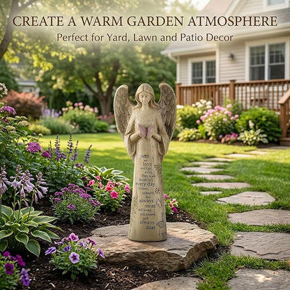 DUSVALLY 10" H Resin Angel Statue, Garden Figurine Outdoor Decoration Waterproof Sculpture for Yard Lawn Porch, Healing Gift