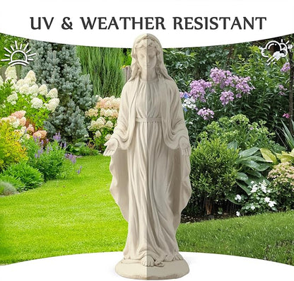 Virgin Mary Statue Outdoor, 29.4" H Garden Statue, Blessed Mother Mary Statues Catholic, Durable Weather Large Statue of Our Lady Mary for Patio Yard Home Decor