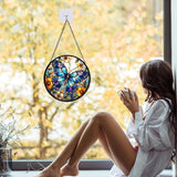 Butterfly Stained Glass Suncather for Window Hanging, 6.3'' Blue Butterfly Ornament Gift for Women, Nature-Inspired Wall Art Home Decor Gifts for Mom, Grandma, Mother's Day (Blue, 6.3'')