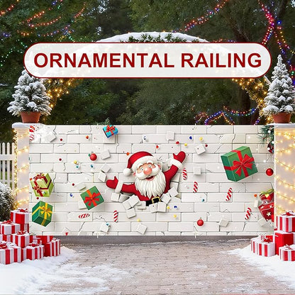 6 x 13 ft Christmas Garage Door Decorations Merry Christmas decorations Xmas Garage Door Cover, Happy New Year Hanging Banner for Home,Outdoor,Indoor,Party (White wall, 6 x 13 ft)