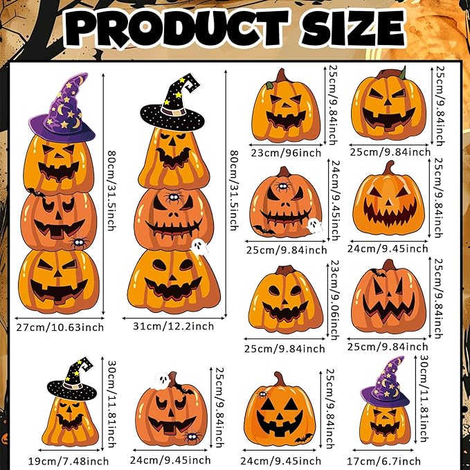 Amyhill 12 Pcs Halloween Pumpkin Yard Signs for Outdoor Spooky Ghost Jack O 16 Pcs Pumpkin with Witch Hats Lawn Stakes Trick or Treat Yard Decorations for Halloween Garden Stack Prop Home Party Decor