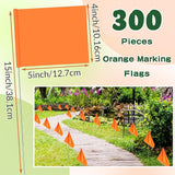 Amylove 300 Pcs Marking Flags 15 x 4 x 5 Inch Marker Flags for Lawn Yard Survey for Lawn Irrigation Landscape Fence Sprinkler Pet Training(Orange)