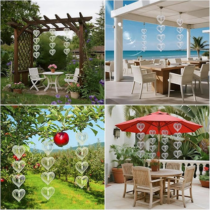12Pcs Heart Bird Scare Discs, 4Set Highly Reflective Hanging Wind Spinners Outdoor Metal Bird Reflectors for Outside Garden Decor Lightweight Bird Devices to Scare Birds Away from Yard Porch