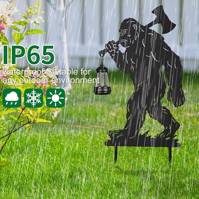 nawaza Bigfoot Metal Garden Stakes Decorative 2Pack,Solar Lights Outdoor Garden Decor Stake,Birthday Gifts for Mom Women,Decorative Metal Housewarming Ornament for Lawn Patio Yard Pathway Black.