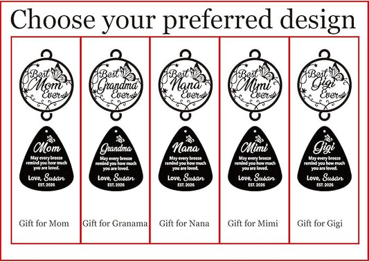 Personalized Wind Chimes for Mom Grandma Nana Mimi Gigi - Customized Mother's Day Birthday Gift from Daughter Son - Large Deep Tone Outdoor Metal Windchime for Garden Patio - Best Mom Ever Home Decor