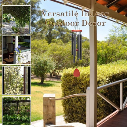 Classic Black Wind Chimes for Outside Soothing Melodic Wind Chime 26" to Create a Zen Atmosphere. Sympathy/Memorial Gift, Indoor Outdoor Garden Patio Decoration