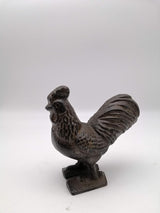 Comfy Hour 3.5" Cast Iron Rooster Figurine, Rustic Farmhouse Kitchen Decor, Vintage Brown Chicken Statue for Indoor Outdoor Garden Shelf Mantel, Country Home Office Ornament, 1 pc