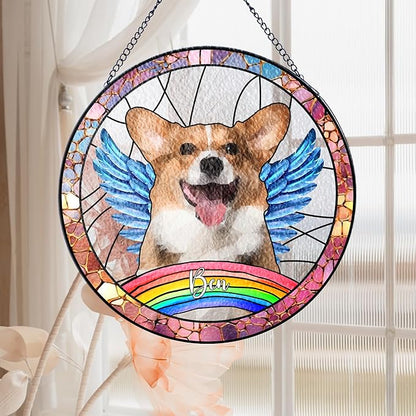NAZENTI Custom Fur Memorial Suncatcher, Personalized Dog Breeds Suncatcher, Ornament Loss of Pet, Sympathy Gift for Loss of Pet Window Hangings, Dog Lovers Memorial Gift, Home Decor