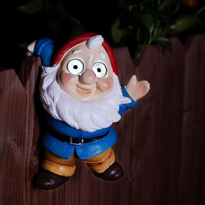 Blazin' Garden Gnome Decoration | Outdoor Solar Yard Decor - Terrace Elf Ornaments | Solar Decorative Lights for Patio, Balcony, Deck | Weather Resistant | Patio Gift | Auto On/Off - (Blue)