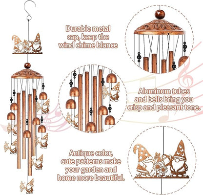 Romart Garden Gnomes Wind Chimes for Outside, Gnome Gifts for Women Men Mom Wife Grandma Birthday Memorial Windchimes for Outdoors Indoors, Garden, Patio, Home, Porch, Yard Decorations