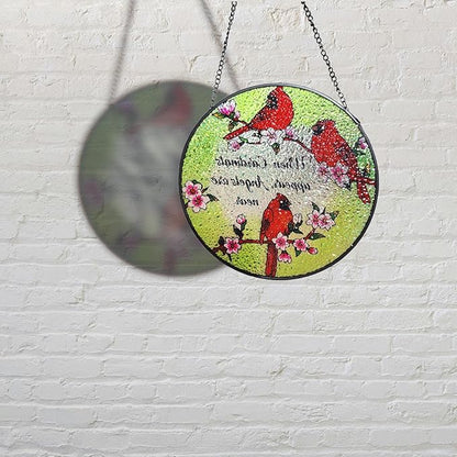 Stained Glass Window Hanging, 7.87" Luyseyha Sun Catcher for Window, Suncatcher Ornaments, Handmade Glass Art Cardinal Decor Wall Decor, Mother's Day, Birthday Gift for Women, Wife, Mom, Lovers