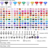 AIPRIDY 275 Pcs DIY Fairy Wand Garden Stakes Kit,Multiple Color Scheme European Beads Crystal Diamond Tops and 12 or 10 Inch Threaded Rods,Stainless Steel Stakes with Diamond Toppe(Rainbow)