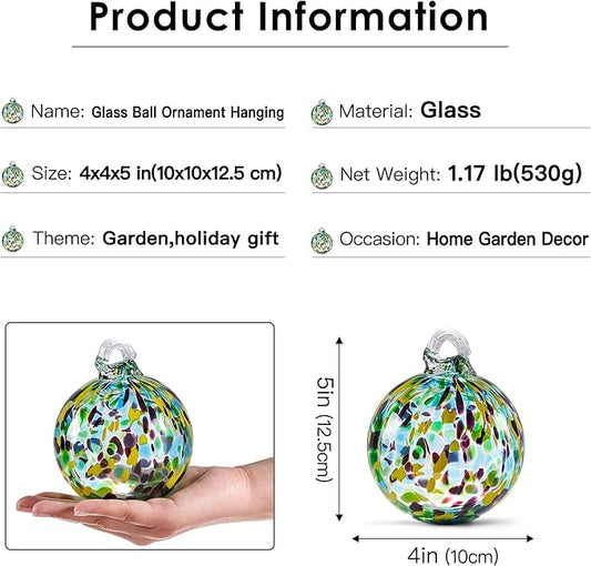 EUSTUMA Hand Blown Glass Witch Ball,Glass Ball Ornament Hanging Garden Gazing Ball Indoor Outdoor Home Décor. (4)