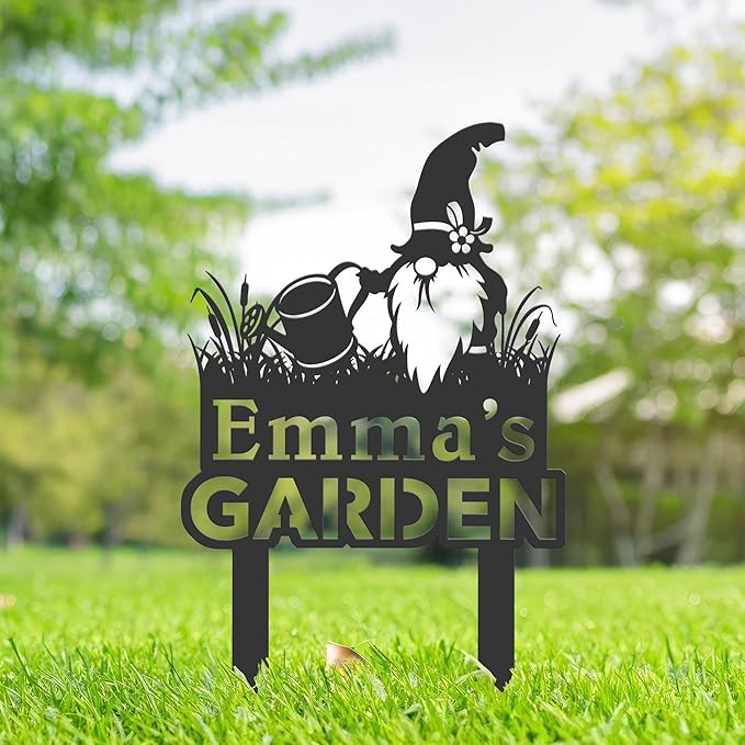 Personalized Gnome Metal Garden Sign,Custom Yard Sign With Stake,Outdoor Garden Décor,Gnome Lawn Garden Decorated Statue,Gnome Sympathy Yard Metal Sign,Gnome Gifts Kailyard Plaque.