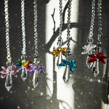 7pcs Rainbow Guardian Angel Suncatcher for Home/Car Decoration & Porch Decor & Hangings Crystal Glass Ornament for Mom Women