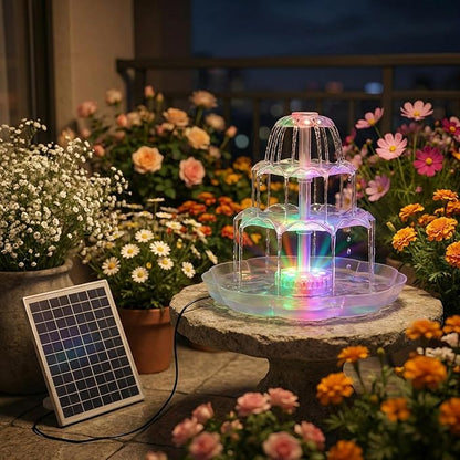 AISITIN 6.5W Solar Bird Bath Fountains with Lights, 3 Tiered Bird Bath with Solar Water Pump, Upgraded Detachable DIY Solar Powered Fountain for Garden, Patio, Yard and Pond