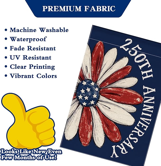 250th Anniversary America Garden Flag, 250 Anniversary USA Flag Patriotic Banner 250 Years of Freedom Yard Sign 4th of July Double-Sided Waterproof 1776-2026 Commemorative Flag 28x40 Inch