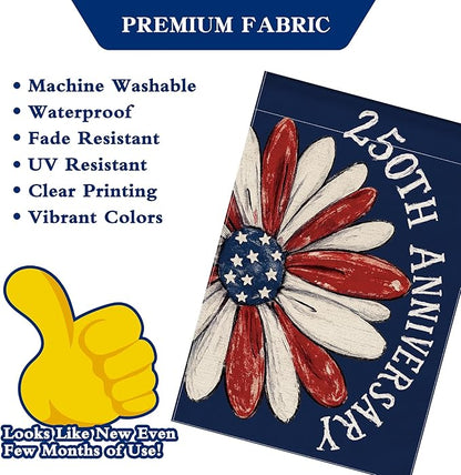 250th Anniversary America Garden Flag, 250 Anniversary USA Flag Patriotic Banner 250 Years of Freedom Yard Sign 4th of July Double-Sided Waterproof 1776-2026 Commemorative Flag 28x40 Inch