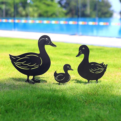 WACLSTDAY Duck Metal Decorative Garden Stakes Duck Gifts for Women/Men,Black Ducks Silhouette Statues for Garden Decor, Yard Art, Lawn, Pathway, Patio,Outdoor