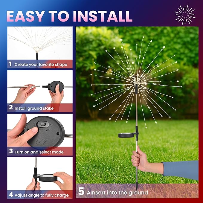PEVOROS Garden Decor Solar Lights Outdoor,6 Pack 120LED Waterproof Colorful Solar Garden Lights Your Outdoor Decoration,Yard, Patio, Porch,Flower Pot,Pathway,Christmas (Red, White, Pink)