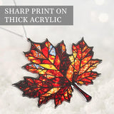 Maple Leaf Suncatcher, Faux Stained Glass Fall Suncatchers for Windows Hanging, Thanksgiving, 2D Acrylic Maple Leaves Fall Ornaments, Xmas Tree Decorations, Autumn Decor (Maples Leaf)