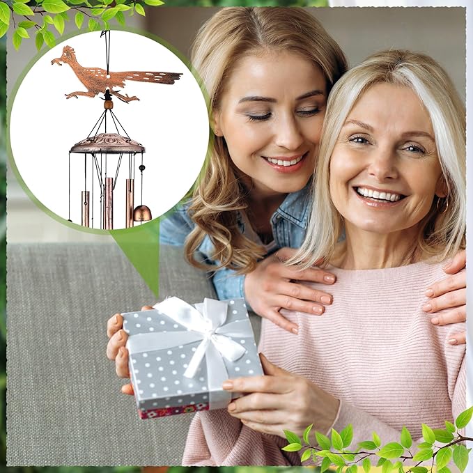VioraWhite Roadrunner Wind Chimes Outdoor Decorations for Women Men Mom Wife Grandma Birthday Gifts Memorial Metal Wind Chimes for Outside Indoors, Lawn, Patio, Home, Porch, Yard, Garden Decor