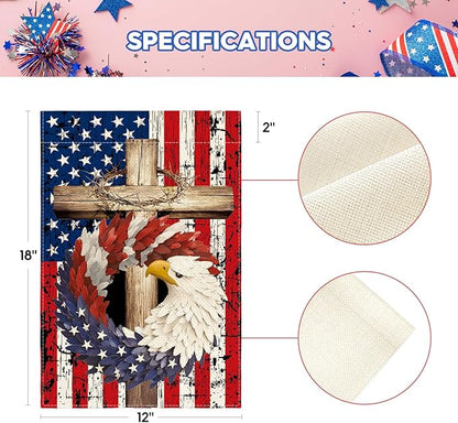 AVOIN colorlife Patriotic Stars and Stripes Eagle Wreath Garden Flag 12x18 Inch Double Sided Outside, USA 4th of July Memorial Day Independence Day Watercolor Yard Outdoor Decoration