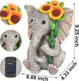 Outdoor Sculpture Figurine Statue Elephant Decor,Solar Garden Statues for Patio Home Yard Decor,Good Luck Sunflower Elephant for Women, Mom Gifts Housewarming Gift