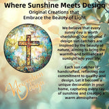 Stained Glass Cross Sun Catcher - 8'' Handcrafted Suncatcher for Window Home Decor, Symbolizing Faith, Hope, and Light, Perfect for Spiritual Spaces, Weddings, and Religious Celebrations (C)