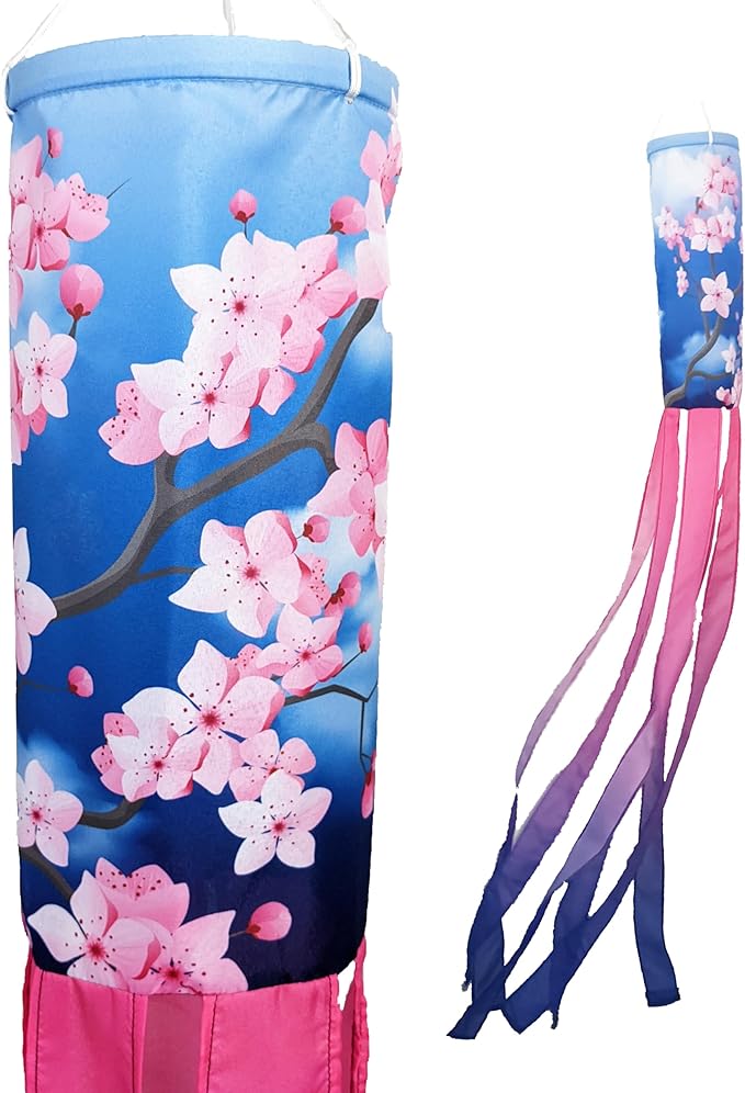 Madrona Brands Spring Cherry Flowers Windsock for Outside 60 Inch | Durable Outdoor Decorative Hanging Wind Sock Flag | Yard, Garden, Patio
