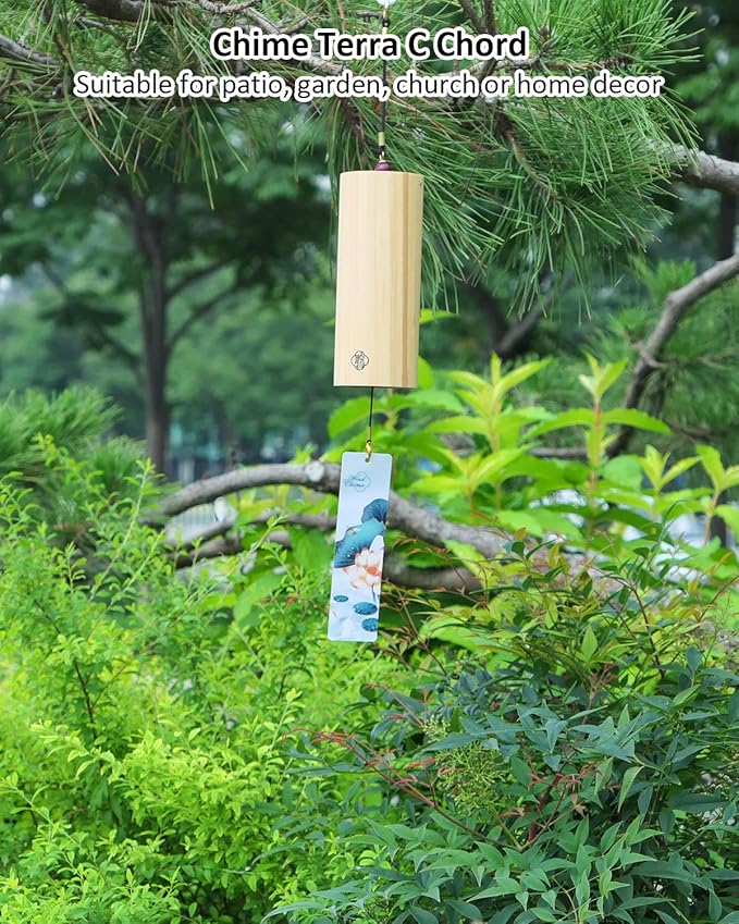 Bamboo Wind C-himes Japanese Wind C-himes for Sound Healing Meditation and Calming Emotions Classic Home Decoration Good Gift for Family Friends (Fm Chord) with Gift Box Wooden Wind Chimes