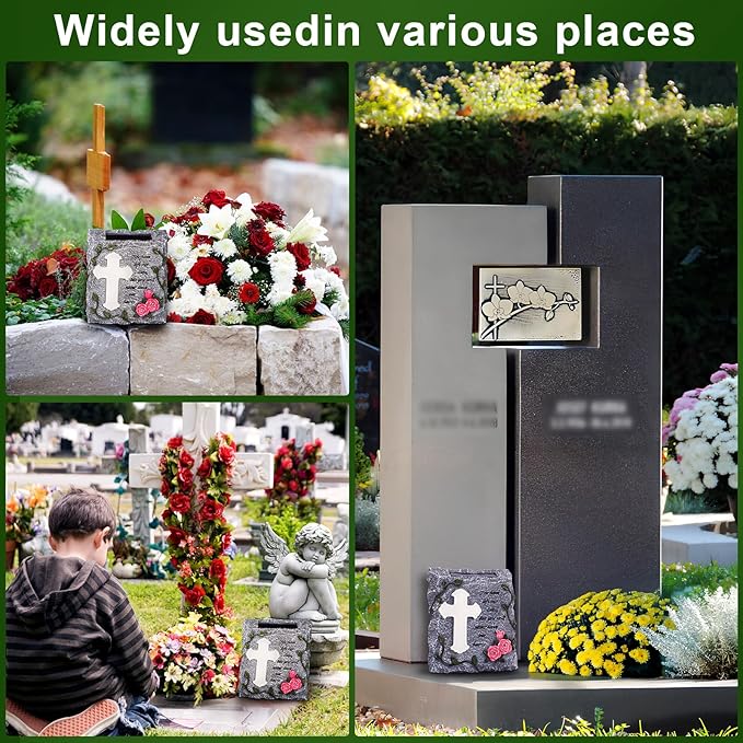 MXwcy Cross Solar Lights Outdoor Garden Memorial Stepping Stone, IP65 Waterproof is Used for Walls or Lawns, A Touching Memorial Gift & Condolence Gifts Grave Decorations for Cemetery