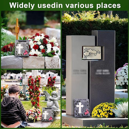 MXwcy Cross Solar Lights Outdoor Garden Memorial Stepping Stone, IP65 Waterproof is Used for Walls or Lawns, A Touching Memorial Gift & Condolence Gifts Grave Decorations for Cemetery