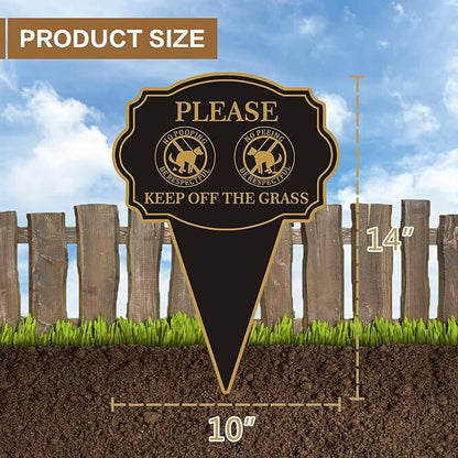 Double Sided Yard Sign, Please Be Respectful Keep Off the Grass, 14"x10" No Pooping or Peeing Dog Lawn Stake, Easy Mount for Outdoor Use(1PACK-Keep Off The Grass)