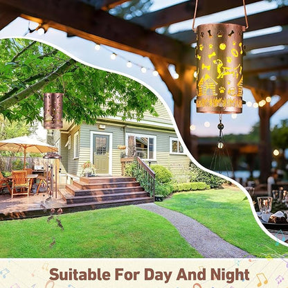 Retisee Dachshund Dog Design Solar Wind Chimes Outdoor Metal Dachshund Gifts Solar Light Windchimes Outside Indoors Christmas Decoration Birthday Gift for Home Lawn Porch Patio Garden Yard