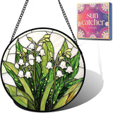 Birthday Gifts for Women - Lily of the Valley Faux Stained Glass Window Hanging Sun Catcher for Door Garden Acrylic Decor Mother's Day Christmas May for Mom Nana Grandma Sisters 7.8"