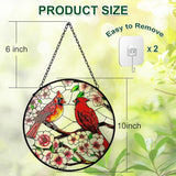 Remiawy Cardinal Stained Glass Window Hanging, 10 Inch Sun Catcher Glass Panel with Metal Chain and Hooks Suncatcher Indoor Window Wall Art Home Decor Gift for Bird Lovers Women Mother's Day Christmas