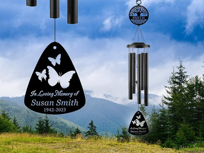 Personalized Butterfly Memorial Wind Chime for Outside, Custom Sympathy Gift, Custom Butterfly Wind Chime, Loss of Mom Sympathy Gift, Remembrance Gift