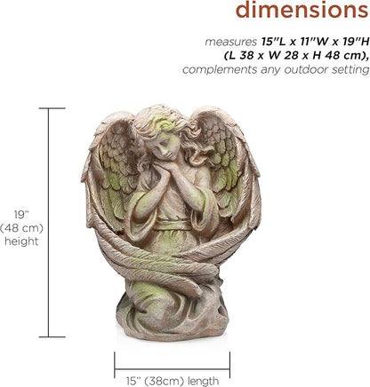 Alpine Corporation 19" Tall Old World Guardian Angel Outdoor Garden Statue