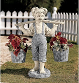 Design Toscano Flowers for Felicity Little Girl Garden Statue with Basket Planters, Medium, 25 Inches Tall, Cast Stone Resin, Two Tone Stone Finish