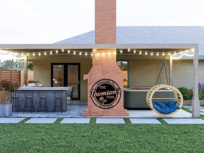 Personalized Welcome to Our Backyard Sign,Custom Patio Signs and Decor Outdoor, Metal Backyard BBQ Man Cave, Personalized Pool Name Decor
