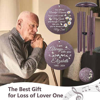 ASTARIN Personalized Memorial Wind Chime for Loss of Loved One 30/36/45 inch, Sympathy Deep Tone Wind Chimes for Mom Dad/Mother Father, Remembrance Gifts for Grief Condolence Funeral, Produced in USA