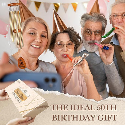Leebbsin 50 Birthday Gifts for Women, Wind Chimes for 50th Birthday, Happy 50 Years Old Gifts for Women Friendship, Best Friends, Coworker, Sister, Mom, Wife, Female, Best Gift Idea