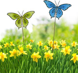 Garden Decor Metal Yard Stakes Spring Lawn Art Decorative Plant Stake Indoor Outdoor Ornaments Decoration for Patio Pathway Backyard (Green Butterfly)