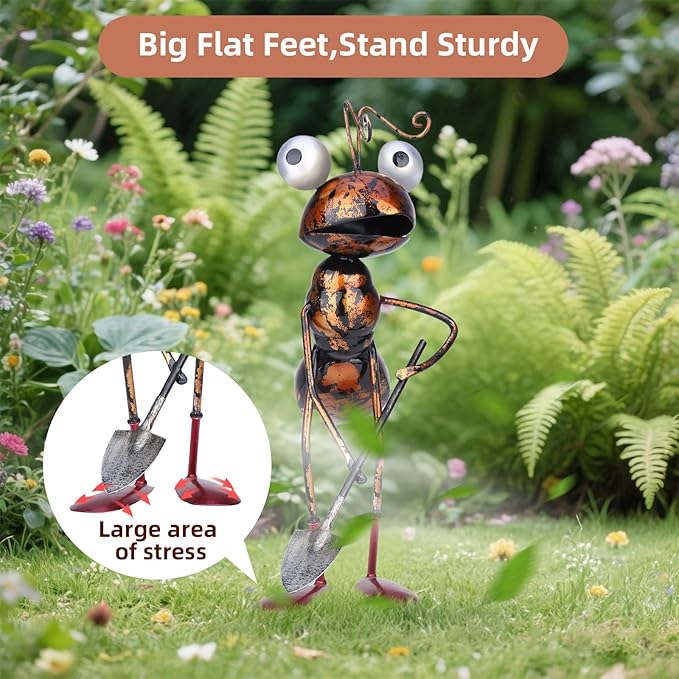 3-Piece 13" Busy Working Ants Metal Garden Statues for Outdoor Decor, Funny Metal Yard Art for Home Decoration, Handmade Retro Statue Gift for Garden Lovers, Women, and Men, for Various Settings